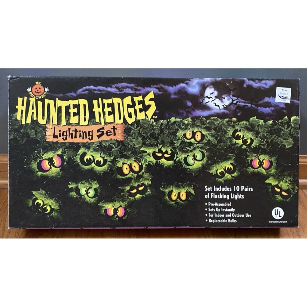 Vintage Mr Halloween Haunted Hedges Lighting Flashing Eyeball Lights 2001 NIB